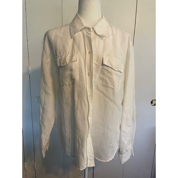 Emma James Size Large White Button Front Shirt - Picture 1 of 5